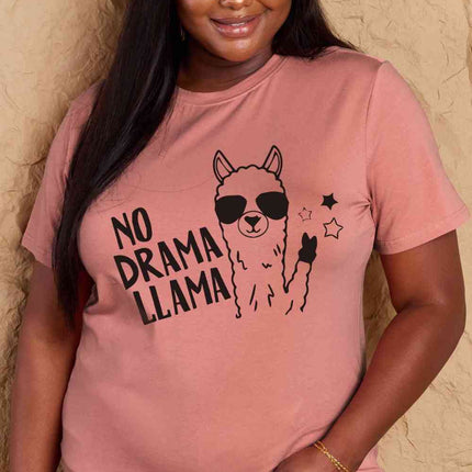 Simply Love Full Size NO DRAMA LLAMA Graphic Cotton Tee