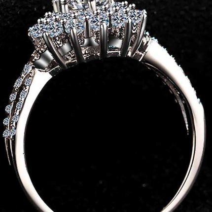 Moissanite Flower-Shape Split Shank Ring