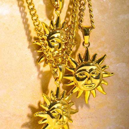 Sun Pendant Copper Necklace