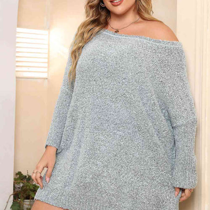 Plus Size Off Shoulder Long Sleeve Pullover Sweater