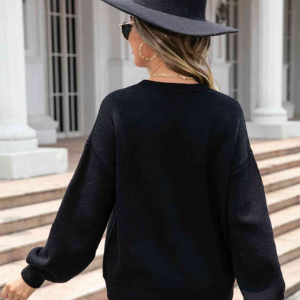 Heart Graphic Round Neck Sweater