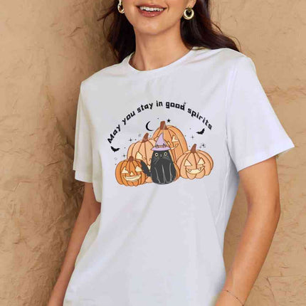 Simply Love Full Size MAY YOU STAY IN GOOD SPIRITS Graphic Cotton T-Shirt