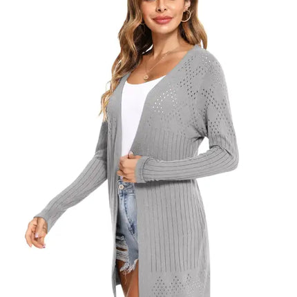 Cárdigan de manga larga de punto abierto para mujer 