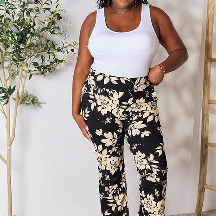 Heimish Full Size High Waist Floral Flare Pants