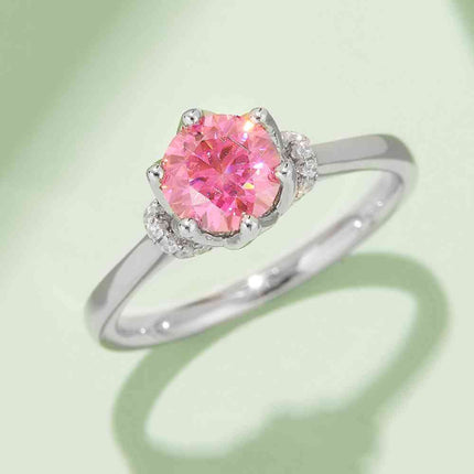 1 Carat Moissanite Contrast 925 Sterling Silver Ring