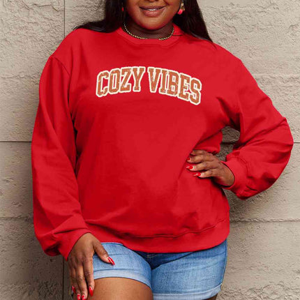 Simply Love Full Size COZY VIBES Graphic Sweatshirt - Vickie Lynn's