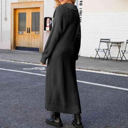 Full Size Collared Open Front Duster Cardigan