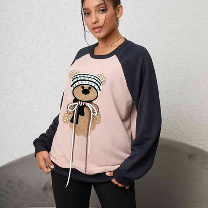 Bear Graphic Raglan Sleeve Sweatshirt