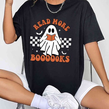 Round Neck Short Sleeve Ghost Graphic T-Shirt