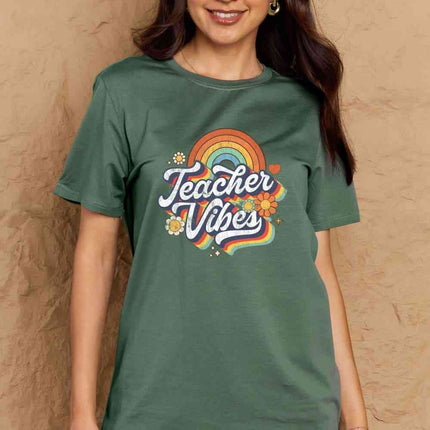 Simply Love Full Size TEACHER VIBES Graphic Cotton T-Shirt