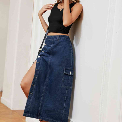 Button Down Denim Skirt