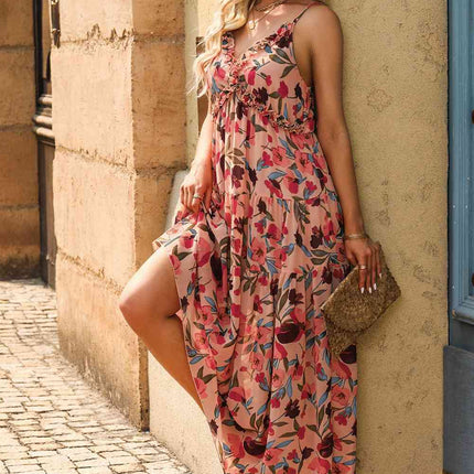 Floral Frill Trim Spaghetti Strap Dress