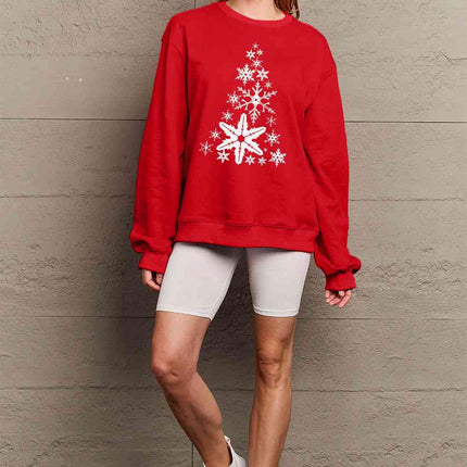 Simply Love Full Size Snowflake Christmas Tree Graphic Sweatshirt