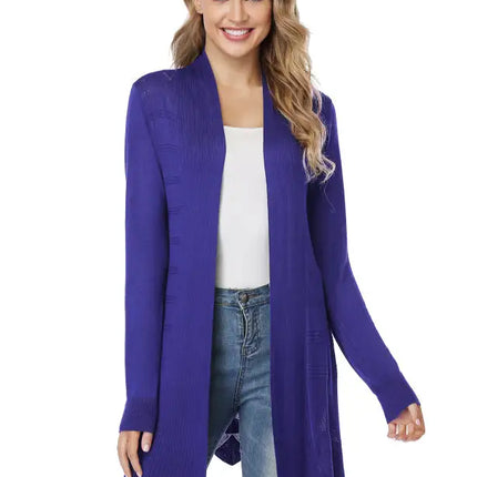 Cárdigan largo calado de punto para mujer 