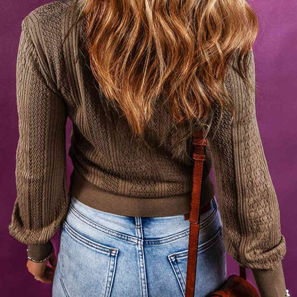 Button Up V-Neck Long Sleeve Cardigan