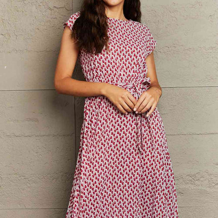 Round Neck Tie Waist Dress - Vickie Lynn's