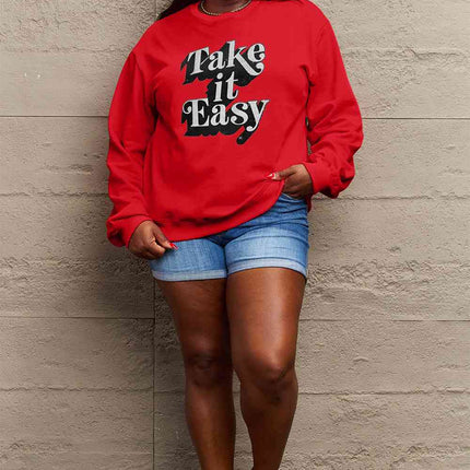 Simply Love Full Size TAKE IT EASY Graphic Sweatshirt