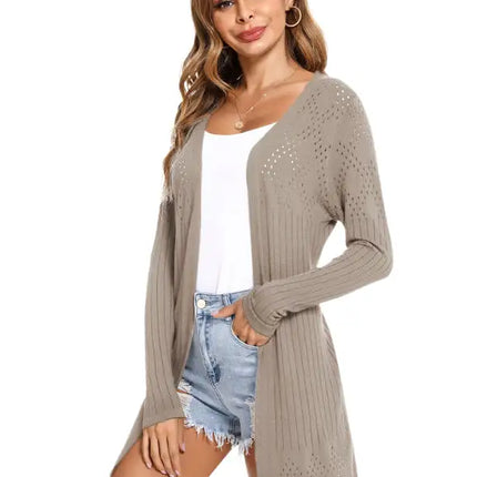 Cárdigan de manga larga de punto abierto para mujer 