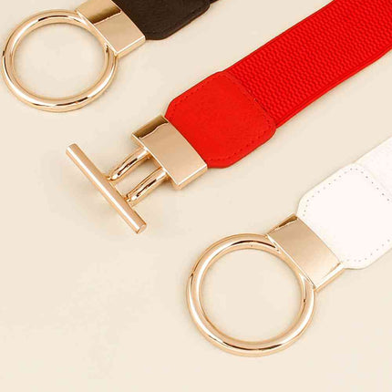Circle Shape Buckle Zinc Alloy Buckle PU Leather Belt