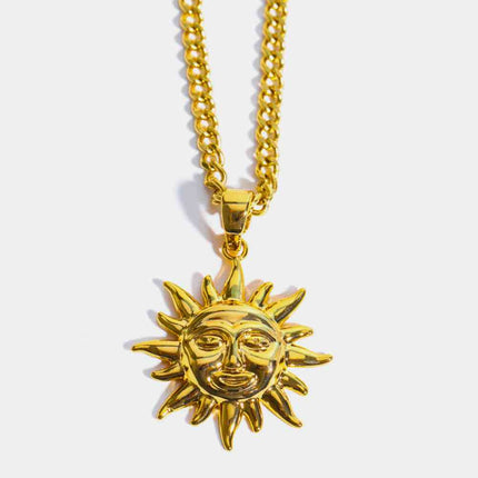 Sun Pendant Copper Necklace