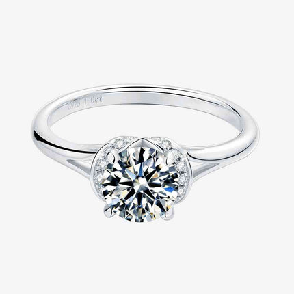 1 Carat Moissanite 925 Sterling Silver Split Shank Ring