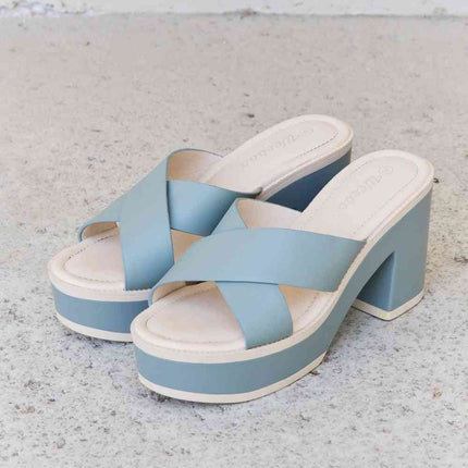 Weeboo Cherish The Moments Contrast Platform Sandals in Misty Blue - Vickie Lynn's