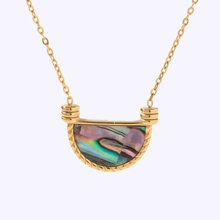 Stainless Steel Semi Circle Pendant Necklace