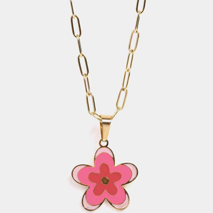 Flower Pendant Stainless Steel Necklace