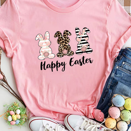 HAPPY EASTER Round Neck Short Sleeve T-Shirt