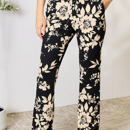 Heimish Full Size High Waist Floral Flare Pants