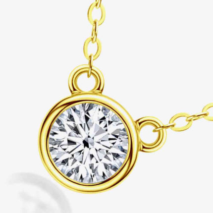 925 Sterling Silver 1 Carat Moissanite Round Pendant Necklace
