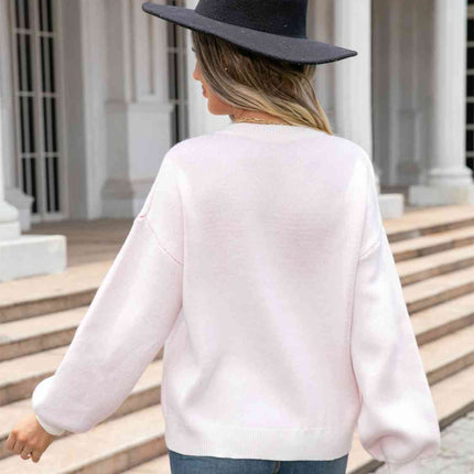 Heart Graphic Round Neck Sweater