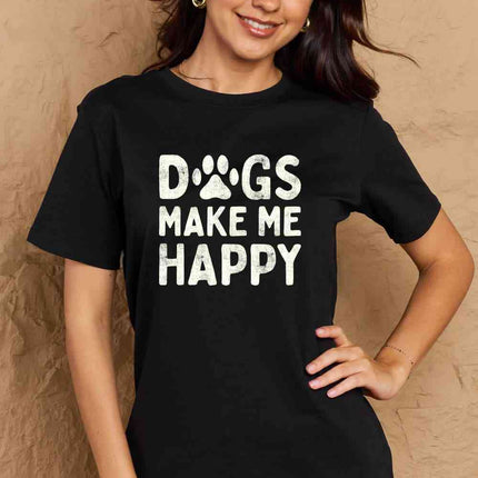 Simply Love Full Size DOGS MAKE ME HAPPY Graphic Cotton T-Shirt