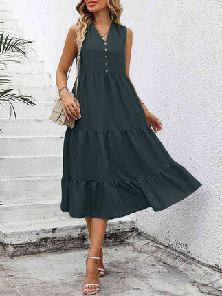 V-Neck Sleeveless Tiered Dress