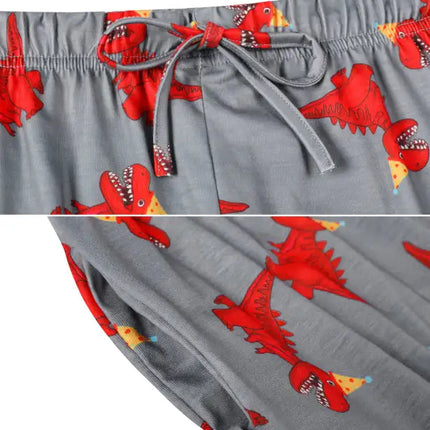 Boy's' Round Neck Cartoon Pattern Short Sleeve Shorts Cotton Pajamas Set