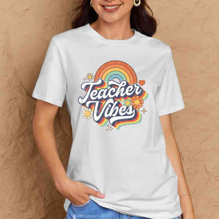 Simply Love Full Size TEACHER VIBES Graphic Cotton T-Shirt