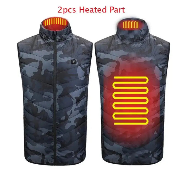 Winter Men Stand-up Collar S / camo 2pcs heated Cotton Vest