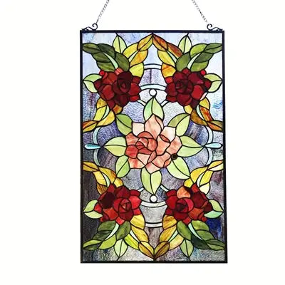 CANNA Panel de vidriera floral estilo Tiffany de 32 pulgadas de altura