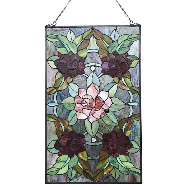 CANNA Panel de vidriera floral estilo Tiffany de 32 pulgadas de altura