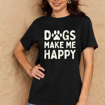 Simply Love Full Size DOGS MAKE ME HAPPY Graphic Cotton T-Shirt