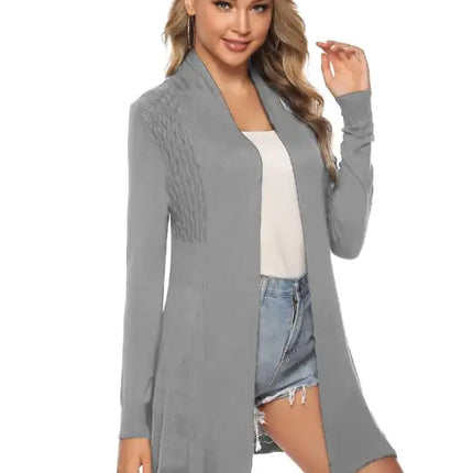 Cárdigan de manga larga de punto abierto para mujer 