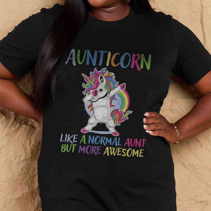 Simply Love Full Size AUNTICORN LIKE A NORMAL AUNT BUT MORE AWESOME Graphic Cotton Tee