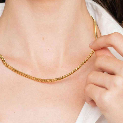18K Gold Plated Curb Chain Necklace