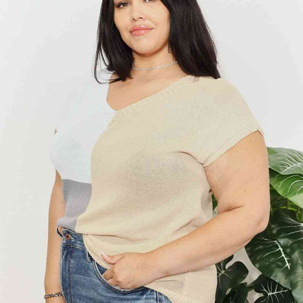 Double Take Color Block V-Neck Knit Top - Vickie Lynn's