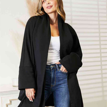 HEYSON Full Size Open Front Cardigan with Scarf Design