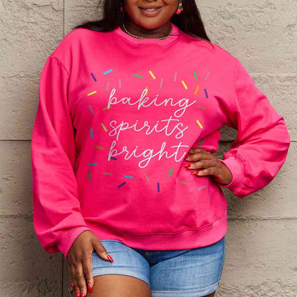 Simply Love Full Size Letter Graphic Round Neck Long Sleeve Sweatshirt
