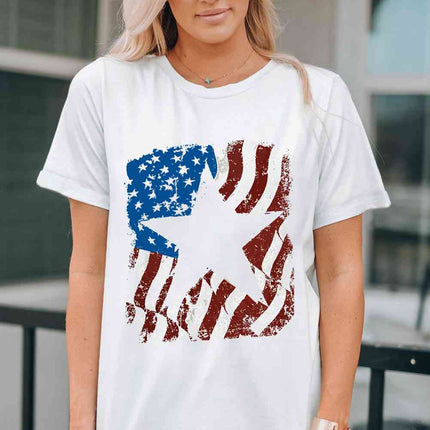 US Flag Graphic Round Neck Tee - Vickie Lynn's
