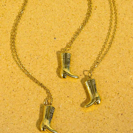 Cowboy Boot Pendant Stainless Steel Necklace