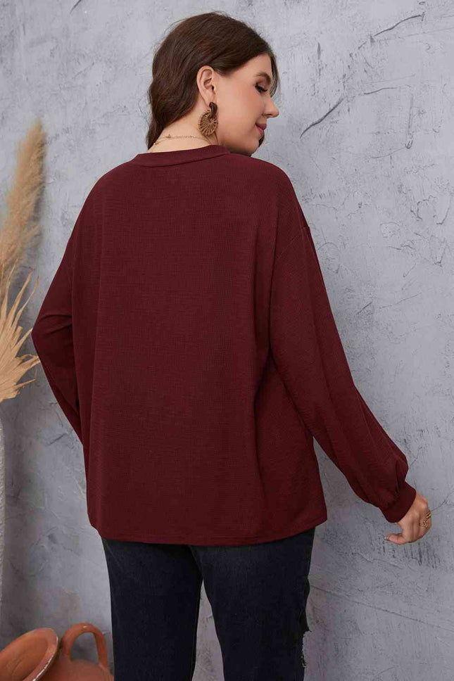 Melo Apparel Plus Size V-Neck Dropped Shoulder Blouse