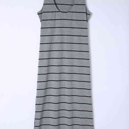 Striped Slit Sleeveless Maxi Dress